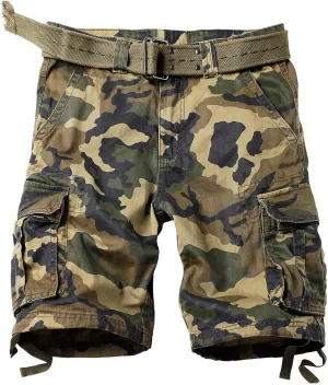 Camo Cargo Shorts for Men Cotton Casual Wild Outdoor Work Relaxed Fit Shorts with Multi-Pockets