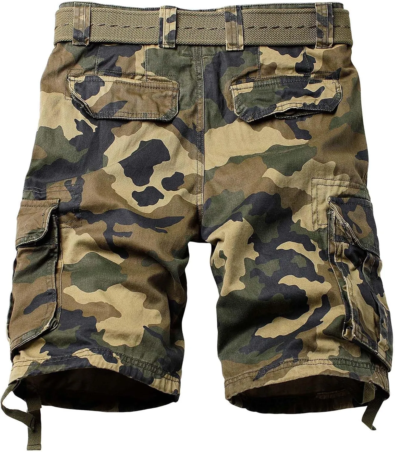 Camo Cargo Shorts for Men Cotton Casual Wild Outdoor Work Relaxed Fit Shorts with Multi-Pockets