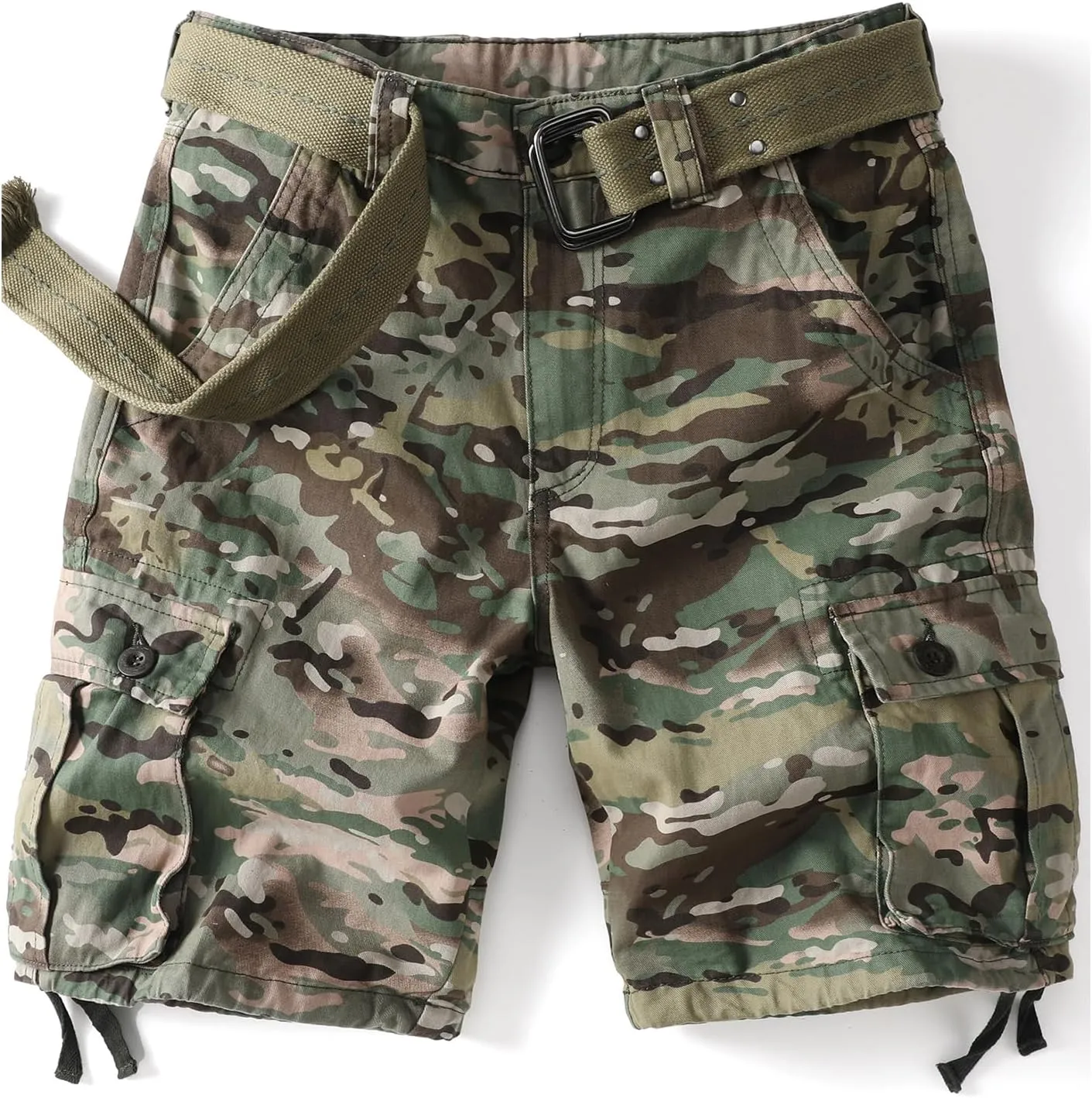 Camo Cargo Shorts for Men Cotton Casual Wild Outdoor Work Relaxed Fit Shorts with Multi-Pockets