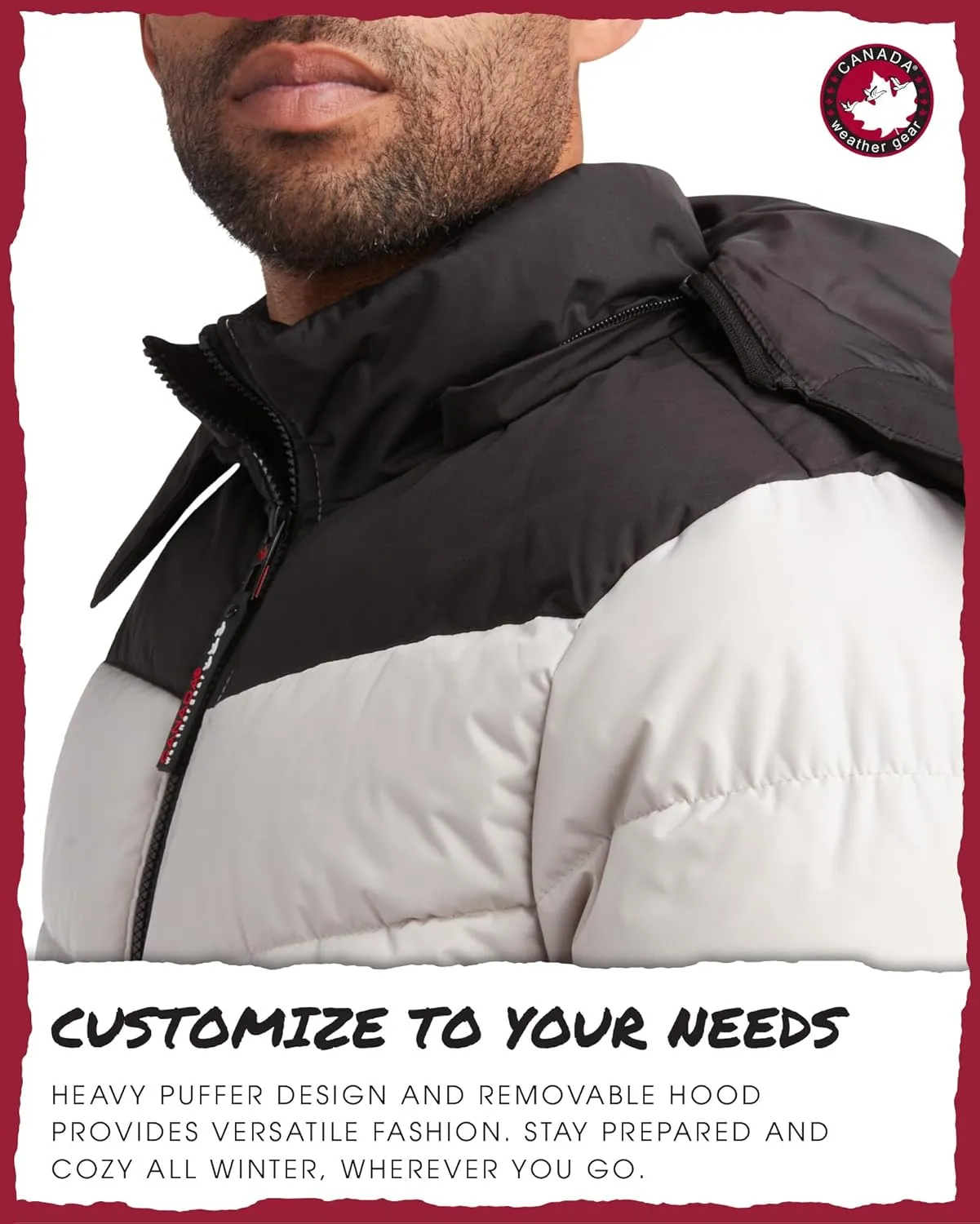 CANADA WEATHER GEAR Men's Winter Jacket  Heavyweight Puffer Jacket  Casual Coat for Men (M-XXL)