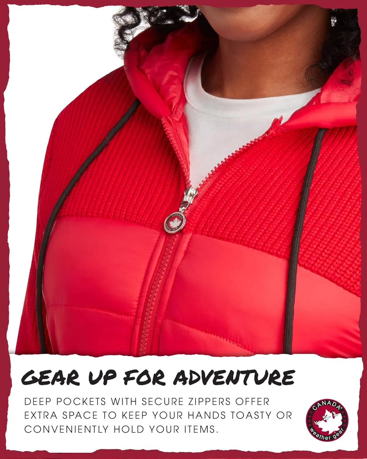 CANADA WEATHER GEAR Women's Lightweight Quilted Jacket - Weather Resistant Winter Jacket with Knitted Sleeves and Yoke (S-XL)