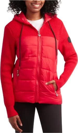 CANADA WEATHER GEAR Women's Lightweight Quilted Jacket - Weather Resistant Winter Jacket with Knitted Sleeves and Yoke (S-XL)