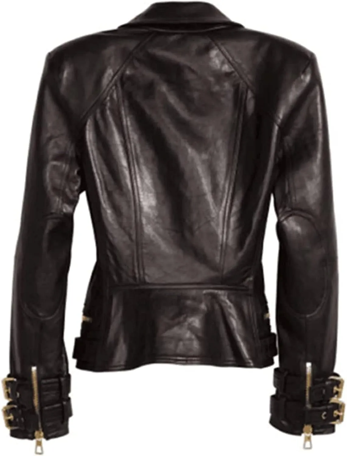 CHAYELL Womens Brando Leather Jacket Ladies Rose Golden Genuine Leather Motorcycle Biker Black Lambskin Jacket