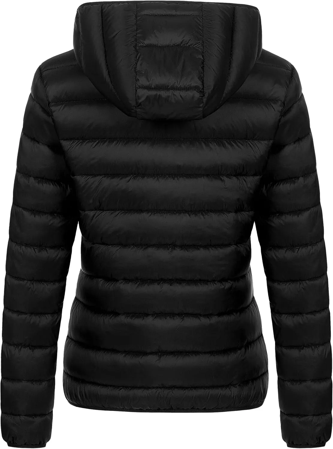 Chrisuno Women's Lightweight Short Puffer Jacket Packable Quilt Warm Winter Coat with Removable Hood