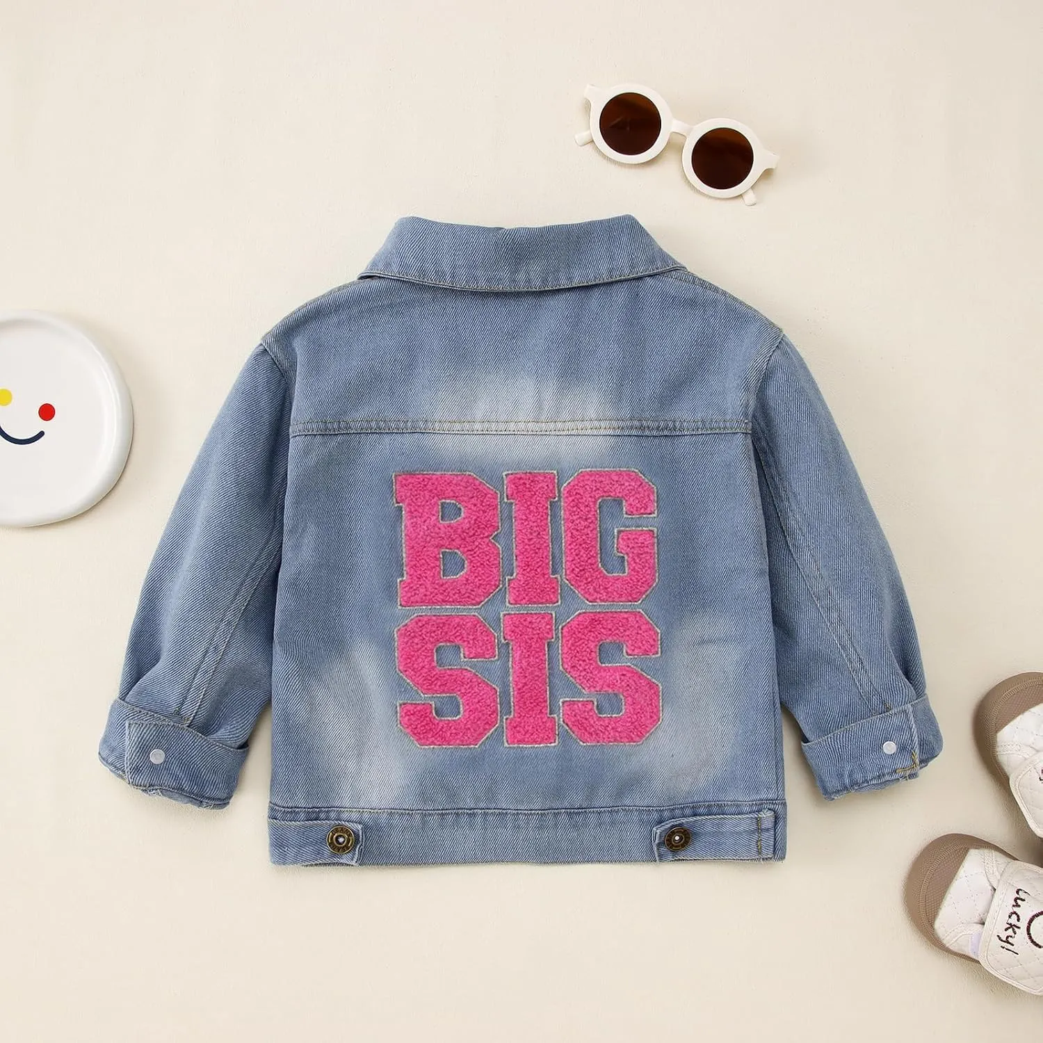 CM C&M WODRO Toddler Boys Girls Denim Jacket Big Brother Sister Embroidery Kids Jeans Jacket Top Button Down Coat Outerwear