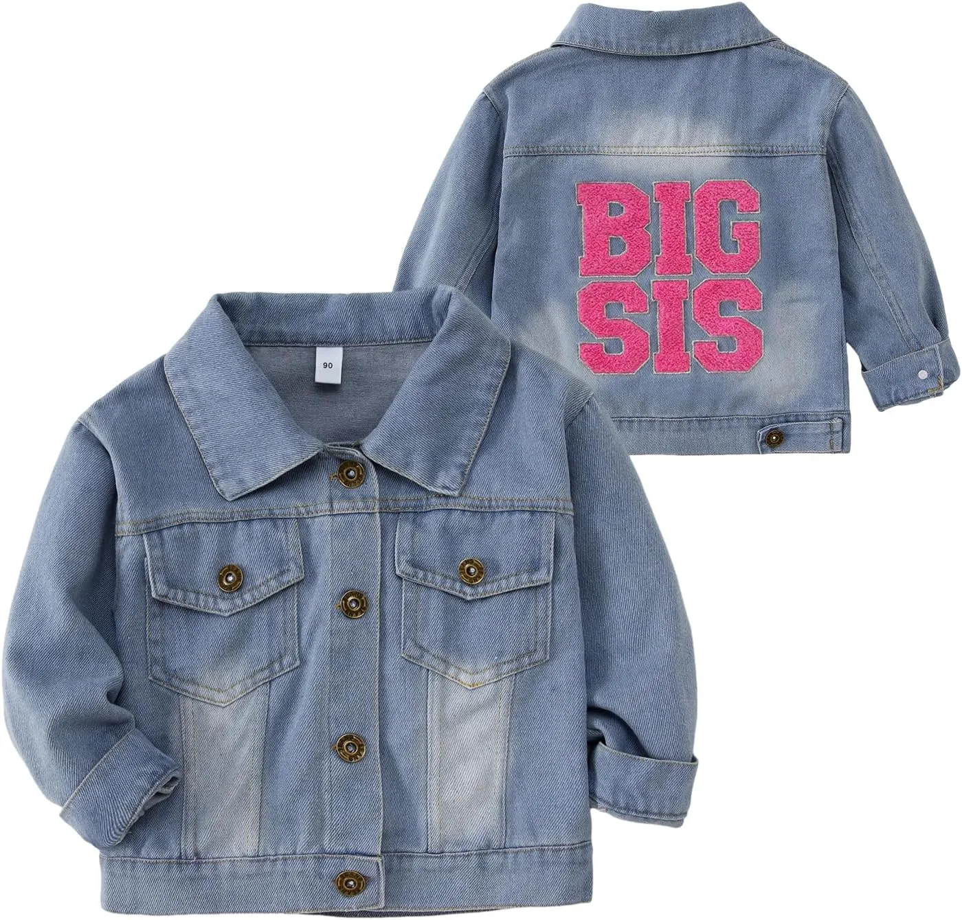 CM C&M WODRO Toddler Boys Girls Denim Jacket Big Brother Sister Embroidery Kids Jeans Jacket Top Button Down Coat Outerwear