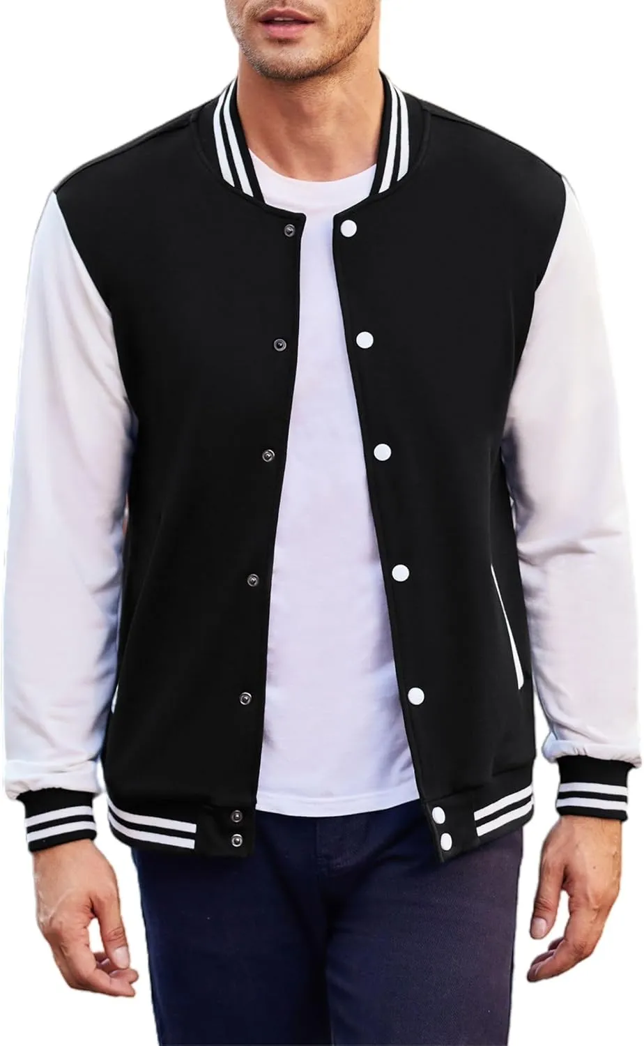COOFANDY Men's Fashion Varsity Jacket Causal Slim Fit Cotton Letterman Baseball Bomber Jackets