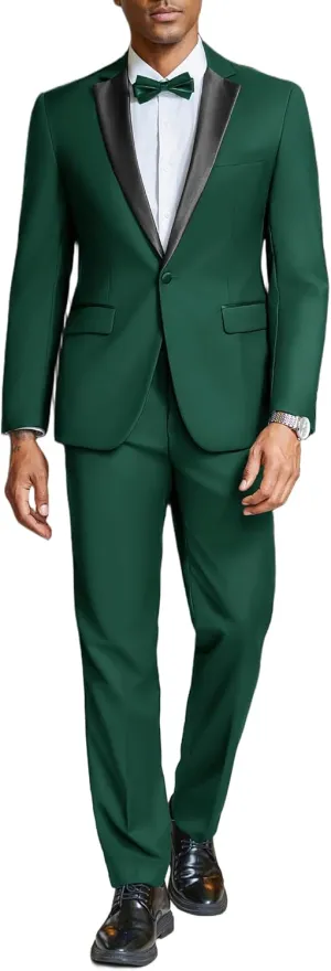 COOFANDY Mens Tuxedo Suit Set Slim Fit 2 Piece One Button Blazer Jacket Pants for Wedding,Dinner,Prom