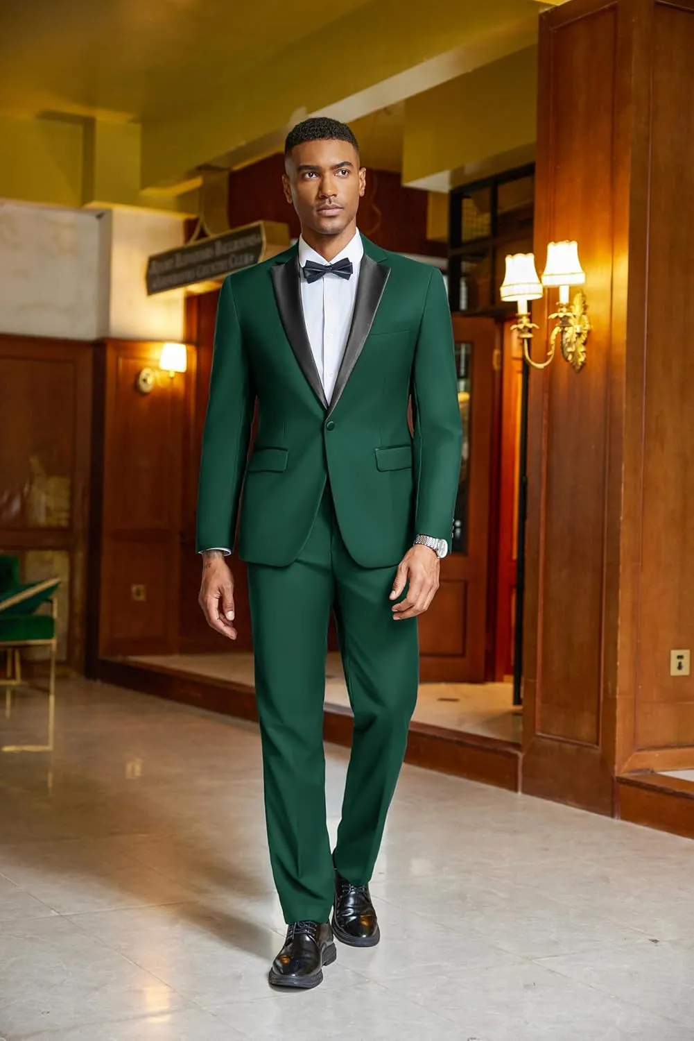 COOFANDY Mens Tuxedo Suit Set Slim Fit 2 Piece One Button Blazer Jacket Pants for Wedding,Dinner,Prom