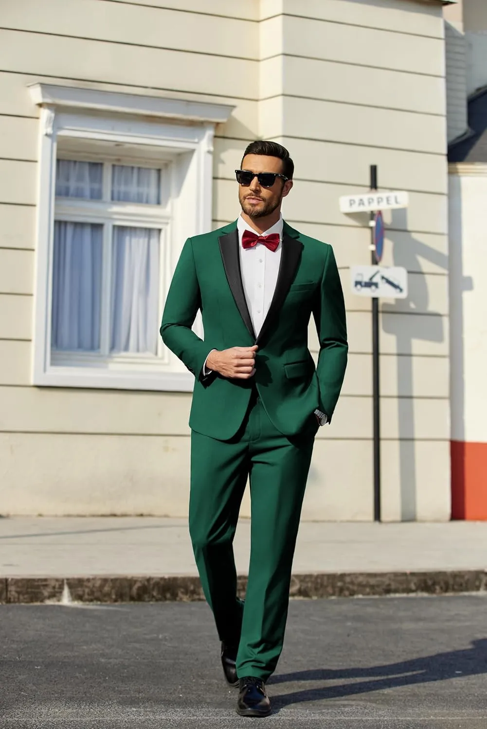 COOFANDY Mens Tuxedo Suit Set Slim Fit 2 Piece One Button Blazer Jacket Pants for Wedding,Dinner,Prom