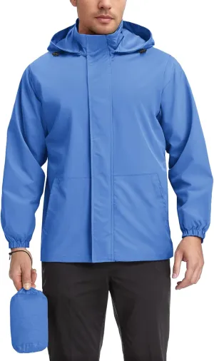 COOFANDY Rain Jacket Men Waterproof Lightweight Packable Raincoat Hooded Windbreaker For Hiking Golf Running