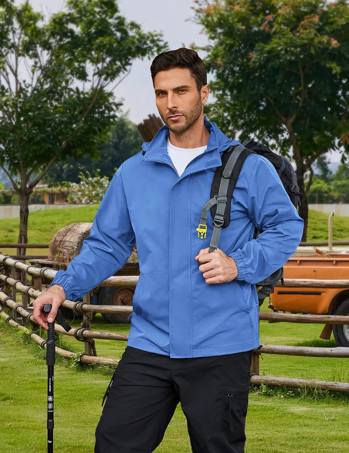 COOFANDY Rain Jacket Men Waterproof Lightweight Packable Raincoat Hooded Windbreaker For Hiking Golf Running
