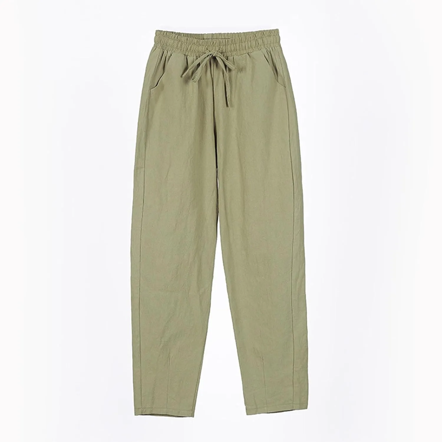 Cotton Linen Capri Pants for Women,Dress Sweatpants Wide Leg Cargo Trousers Leg High Waisted Petite