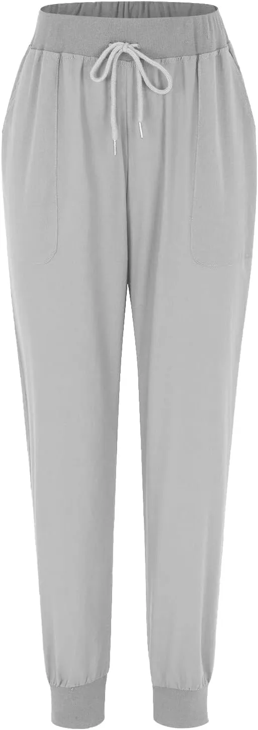 Cotton Linen Pants for Women Summer Causal Baggy Wide Leg Pants Loose Solid Drawstring Elastic High Waist Beach Trouser