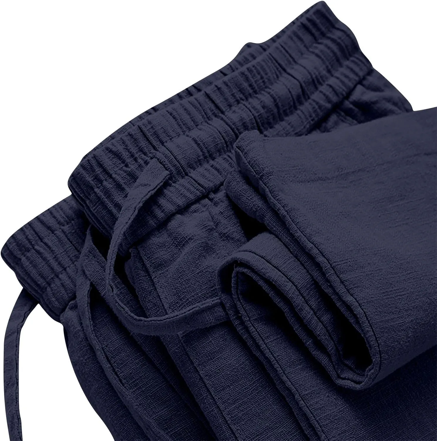 Cropped Linen Pants for Women Summer Comfort High Waisted Straight Leg Pants Stretch Dressy Loose Fit Casual Trousers