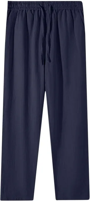 Cropped Linen Pants for Women Summer Comfort High Waisted Straight Leg Pants Stretch Dressy Loose Fit Casual Trousers