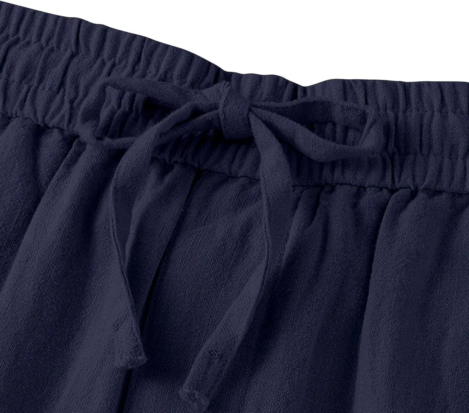 Cropped Linen Pants for Women Summer Comfort High Waisted Straight Leg Pants Stretch Dressy Loose Fit Casual Trousers