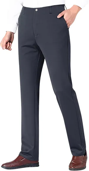 Ctreela Formal Men Suit Pants Business Casual Flat-Front Dress Pants Slim Fit Office Work Pants Daily Trousers Slacks 4X-5X