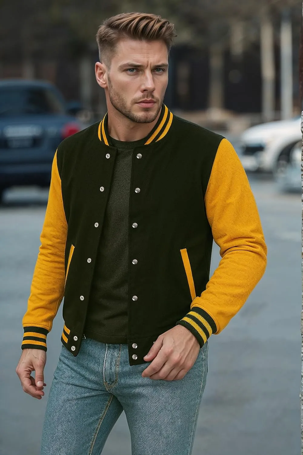 Decrum Varsity Jacket Men - High School Letterman Bomber Style Fleece Baseball Jackets For Men