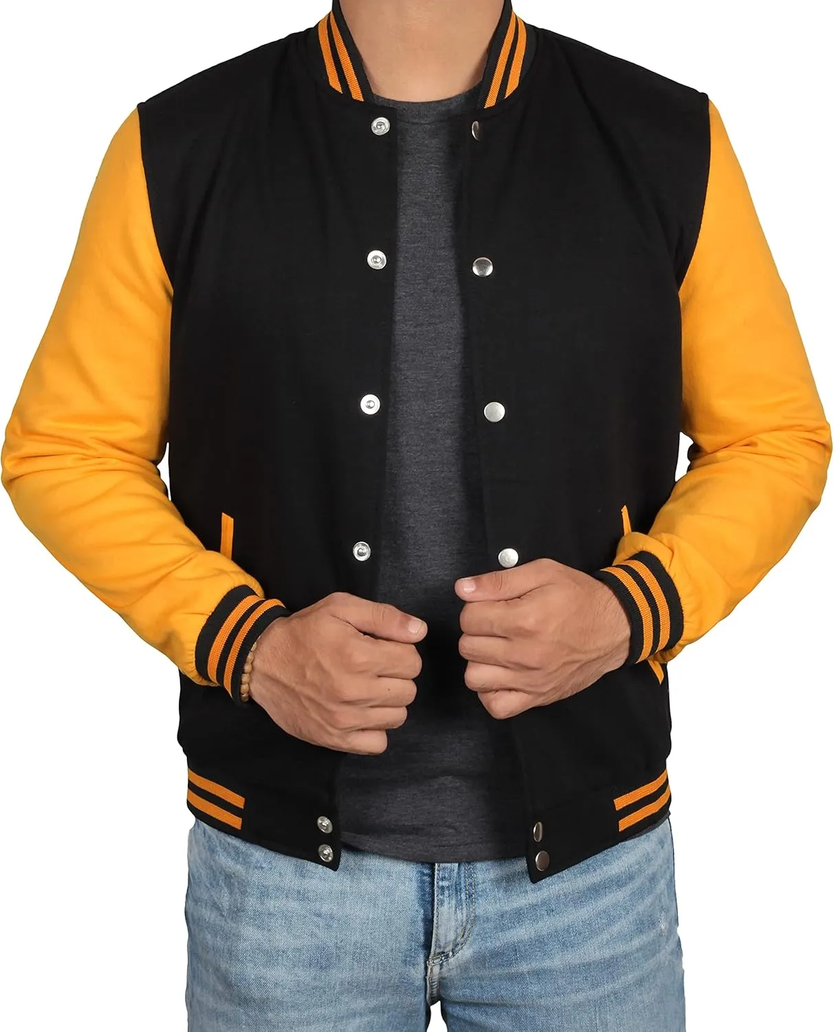Decrum Varsity Jacket Men - High School Letterman Bomber Style Fleece Baseball Jackets For Men