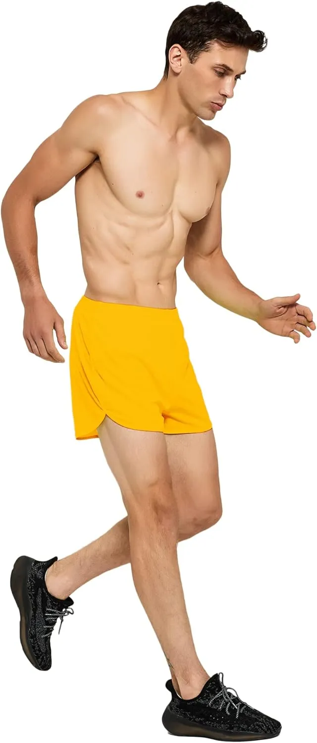 DEMOZU Men's 3 Inch Neon Running Shorts Quick Dry Workout Athletic Gym Marathon Shorts with Liner