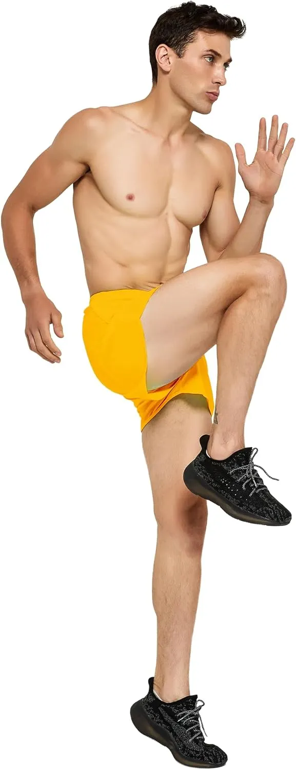 DEMOZU Men's 3 Inch Neon Running Shorts Quick Dry Workout Athletic Gym Marathon Shorts with Liner