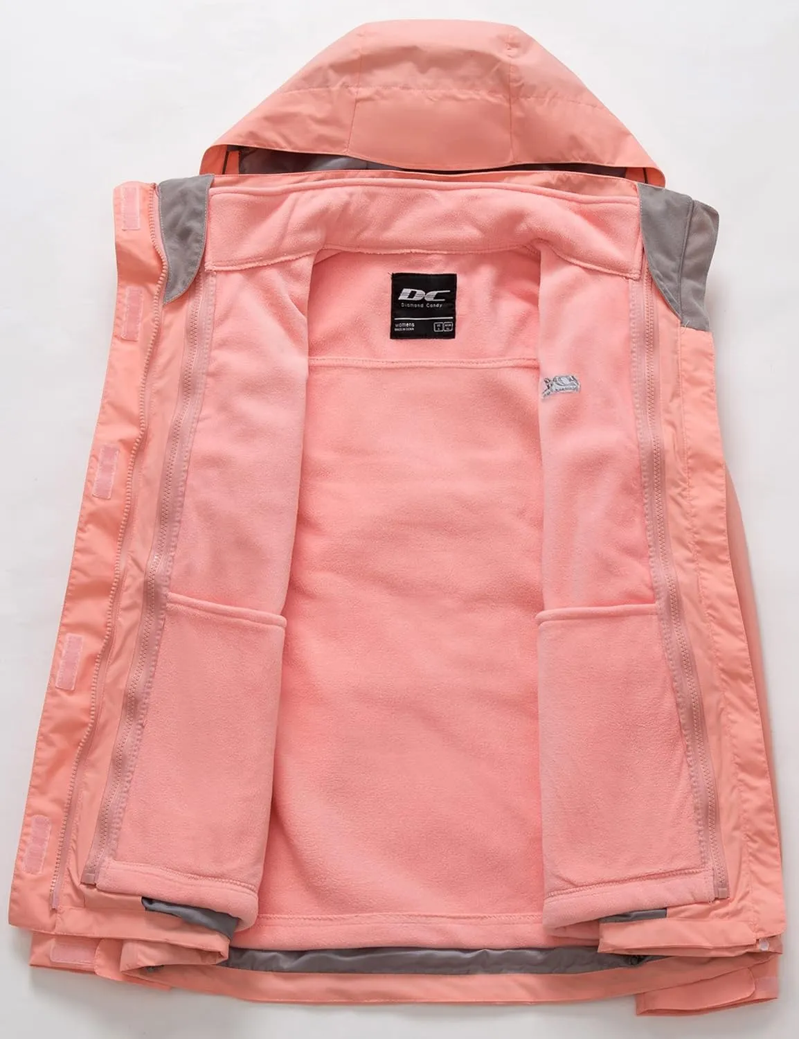 Diamond Candy Womens 3-in-1 Winter Jacket Waterproof Rain Coat with Hood Warm Fleece Ski Jackets