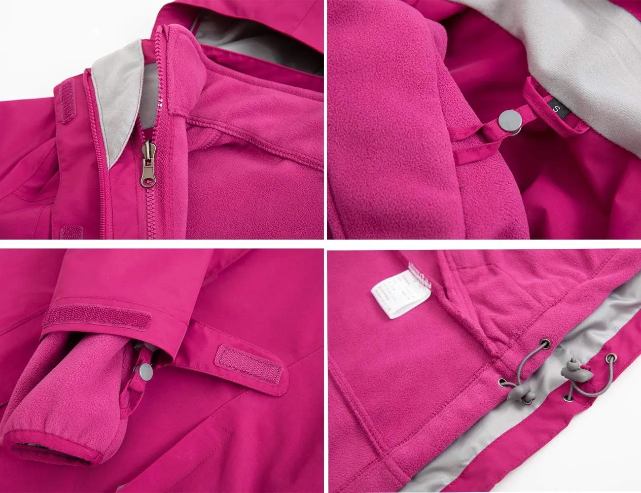 Diamond Candy Womens 3-in-1 Winter Jacket Waterproof Rain Coat with Hood Warm Fleece Ski Jackets