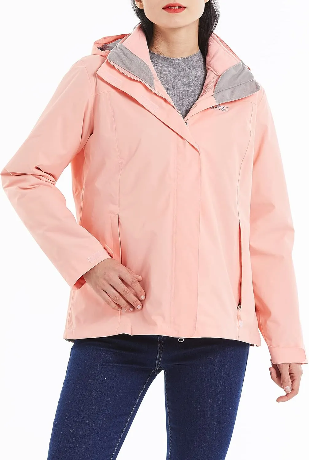 Diamond Candy Womens 3-in-1 Winter Jacket Waterproof Rain Coat with Hood Warm Fleece Ski Jackets