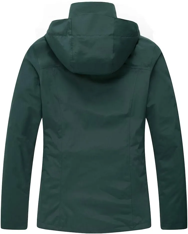 Diamond Candy Womens 3-in-1 Winter Jacket Waterproof Rain Coat with Hood Warm Fleece Ski Jackets