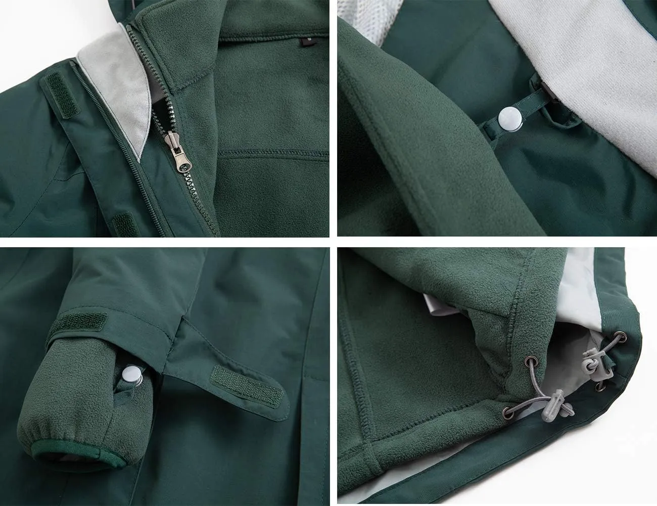 Diamond Candy Womens 3-in-1 Winter Jacket Waterproof Rain Coat with Hood Warm Fleece Ski Jackets