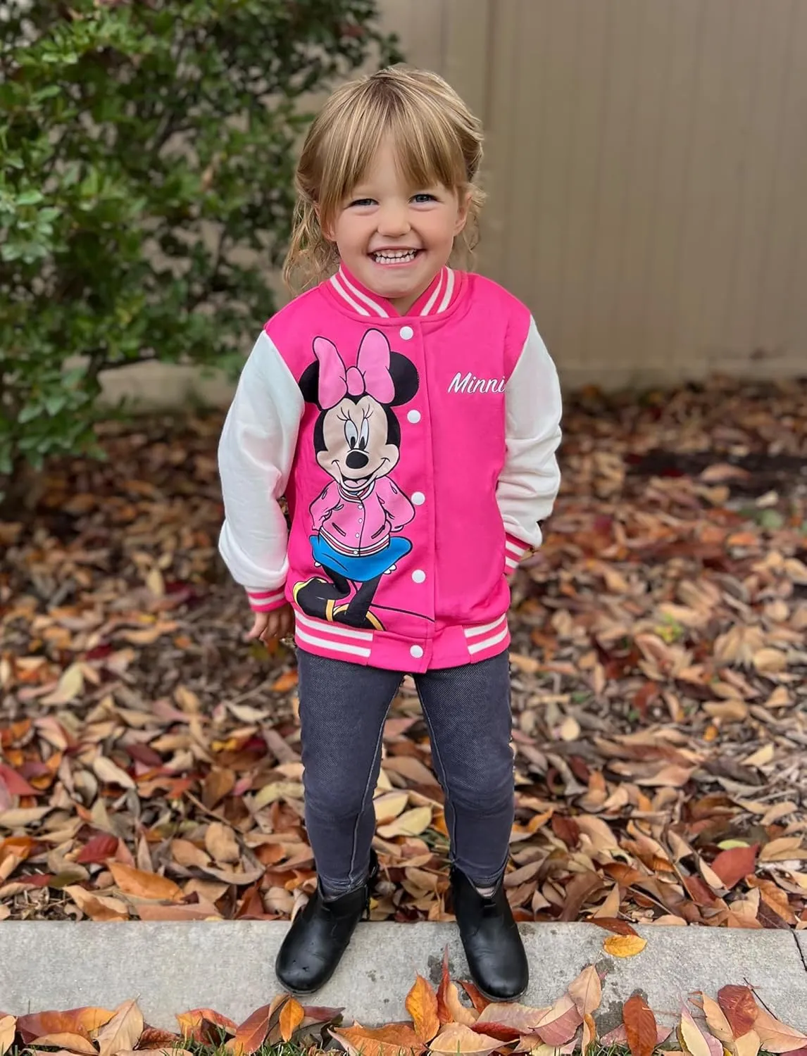 Disney Minnie Mouse Mickey Mouse Stitch Kids Varsity Bomber Jacket Lightweight Button-up Sweatshirt Toddler-Big Kids