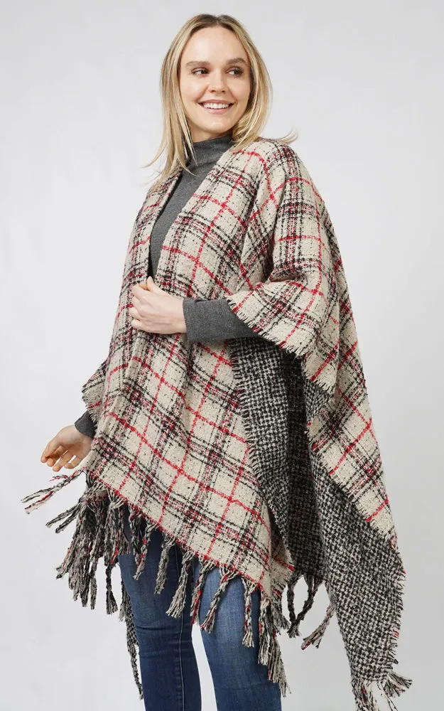 ECP10813 PLAID REVERSIBLE CAPE