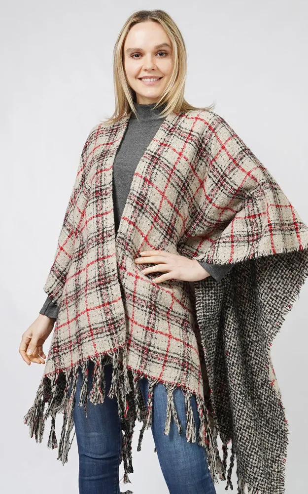 ECP10813 PLAID REVERSIBLE CAPE