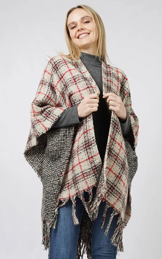 ECP10813 PLAID REVERSIBLE CAPE