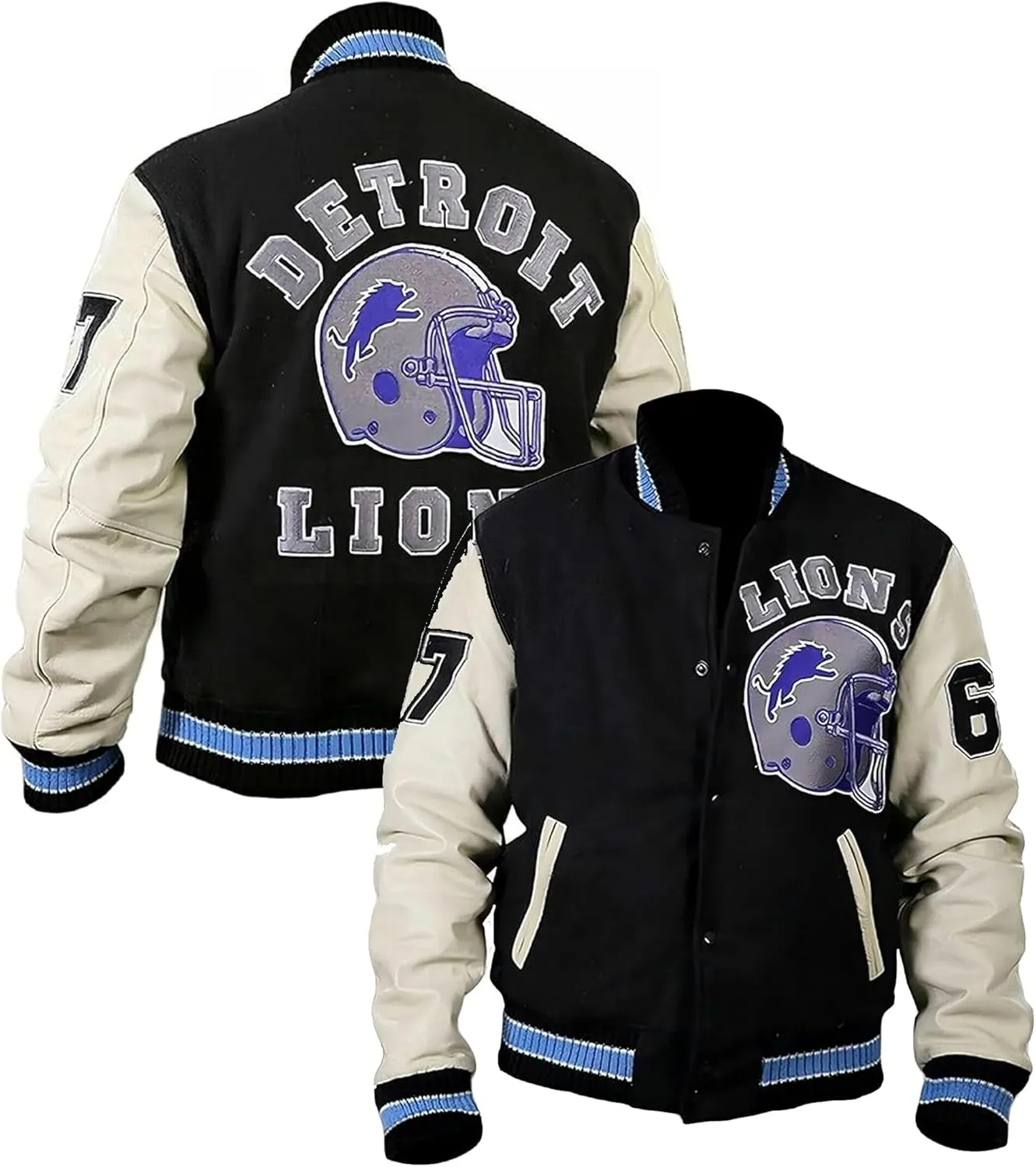 Eddie Brock Veemon/Axel Foley Detroit - Lions bomber cosplay Jacket For Mens | Hand Made Jacket