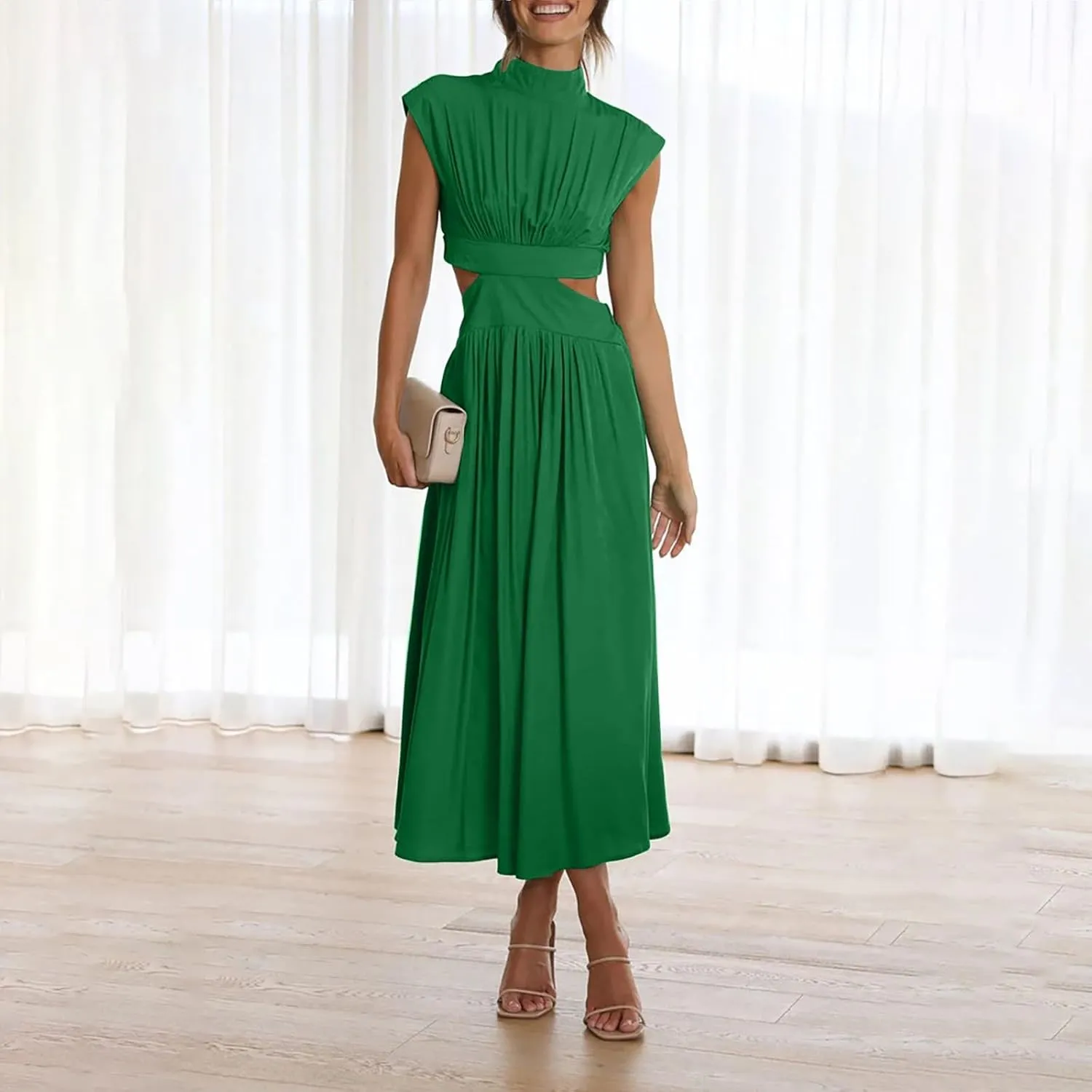 Elegant Women's Cape Dress with Rhinestone Embellishments Perfect for Evening Parties and Special