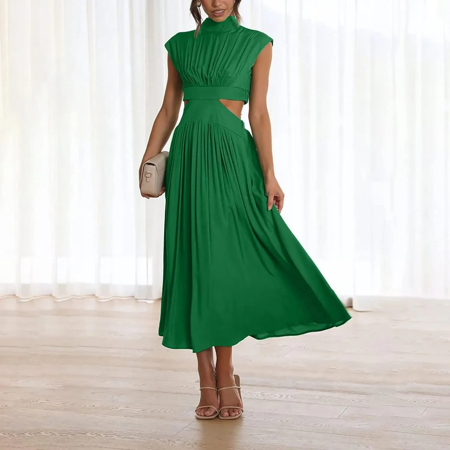 Elegant Women's Cape Dress with Rhinestone Embellishments Perfect for Evening Parties and Special