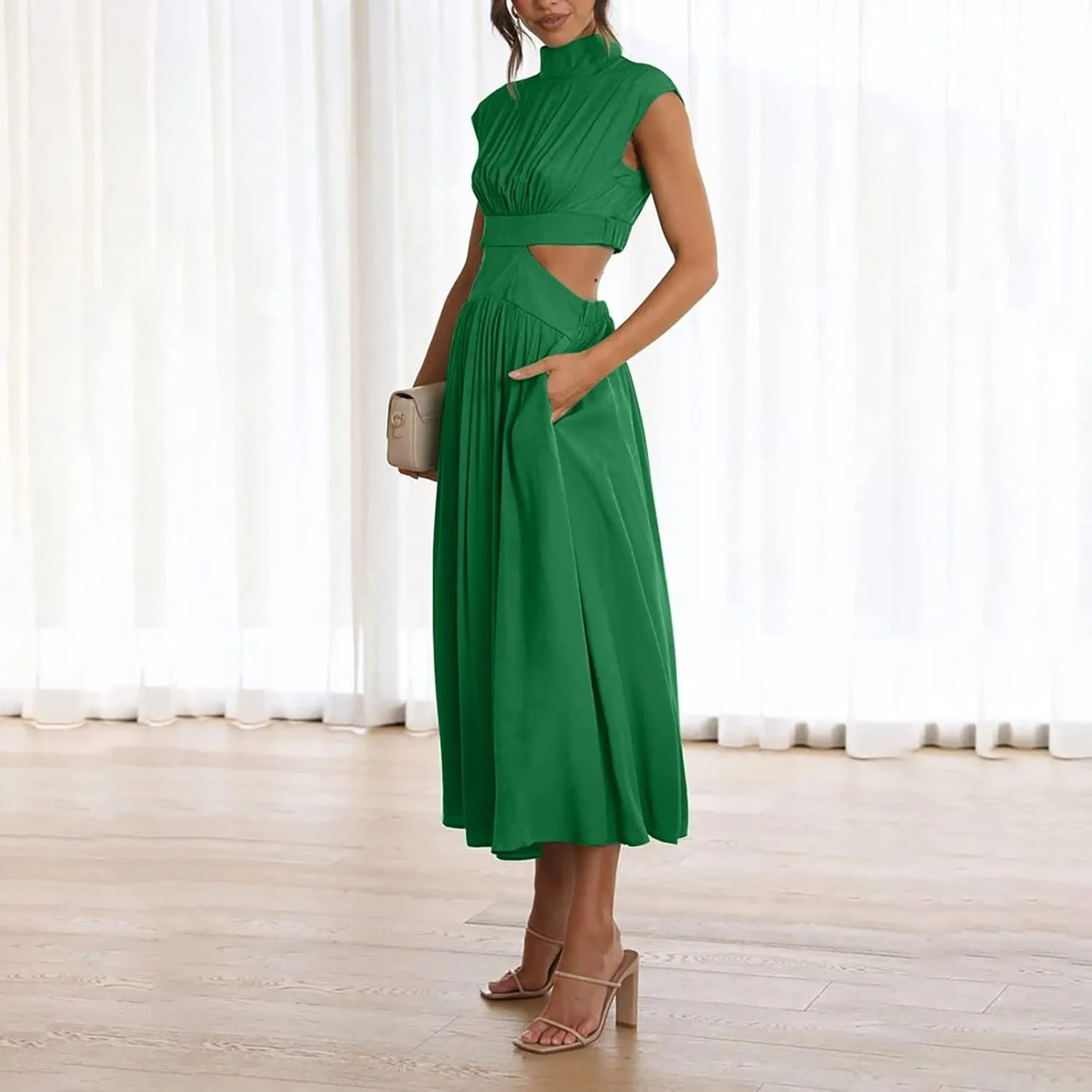Elegant Women's Cape Dress with Rhinestone Embellishments Perfect for Evening Parties and Special