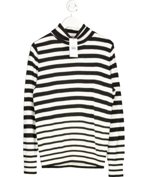 Eleven Loves Black Rhiannon Stripe Roll Neck - Black/ivory UK L