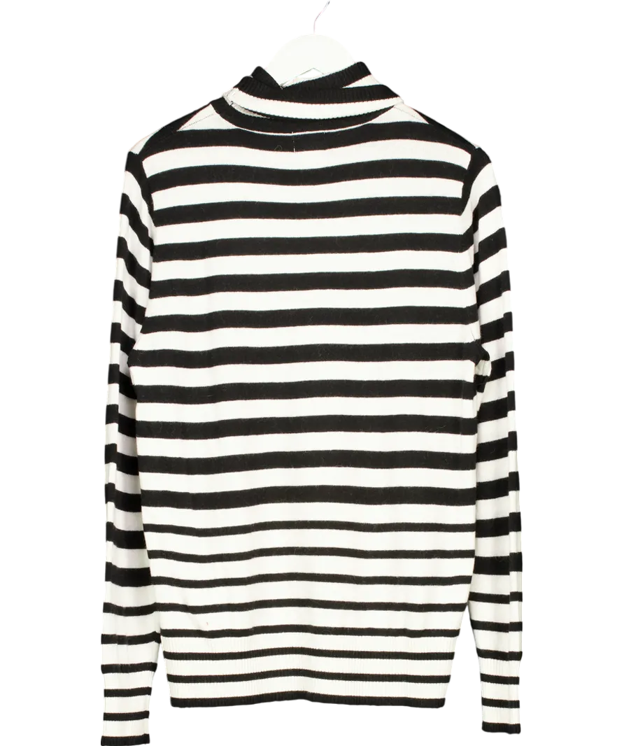 Eleven Loves Black Rhiannon Stripe Roll Neck - Black/ivory UK L