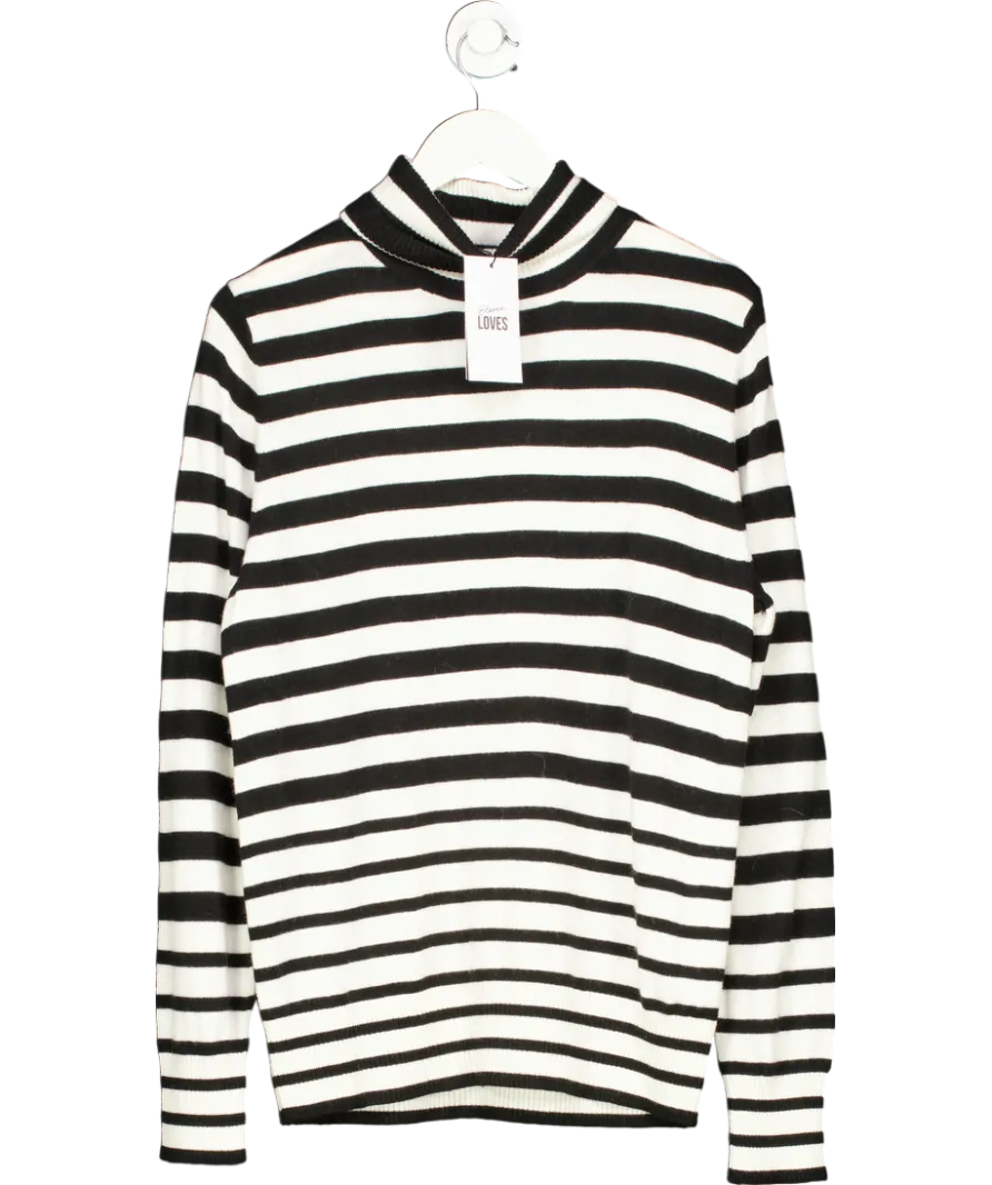 Eleven Loves Black Rhiannon Stripe Roll Neck - Black/ivory UK L