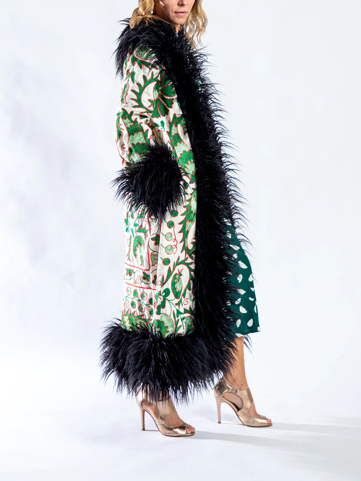 Emerald Flame Suzani Kis Coat