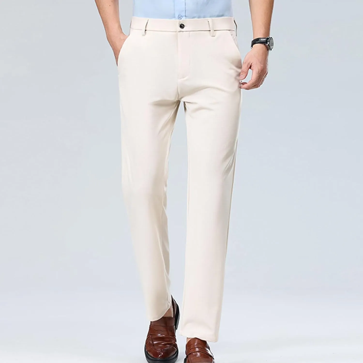 Finelylove Mens Dress Pants Casual Slim Fit Flat Front Formal Pants Wrinkle Free Tapered Trousers Trendy