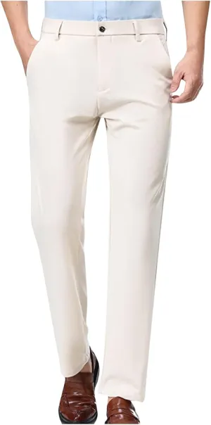 Finelylove Mens Dress Pants Casual Slim Fit Flat Front Formal Pants Wrinkle Free Tapered Trousers Trendy