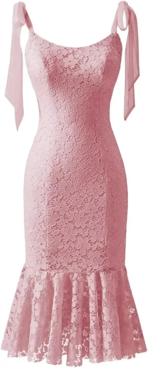 Fivsole Women's Lace Mermaid Homecoming Dress Short Tight Prom Evening Cocktail Party Gowns