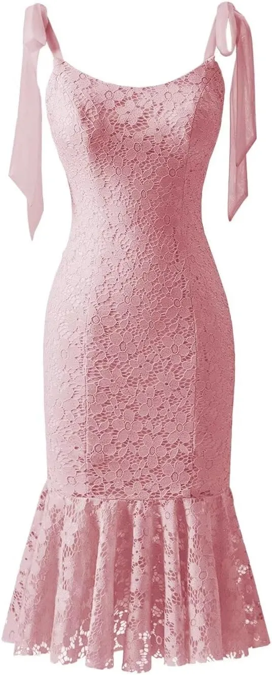 Fivsole Women's Lace Mermaid Homecoming Dress Short Tight Prom Evening Cocktail Party Gowns