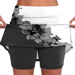FlekmanArt Skorts for Woman Printed Workout Skorts Athletic Sports Pants Tummy Control Running Skirt Skinny Athletic Shorts