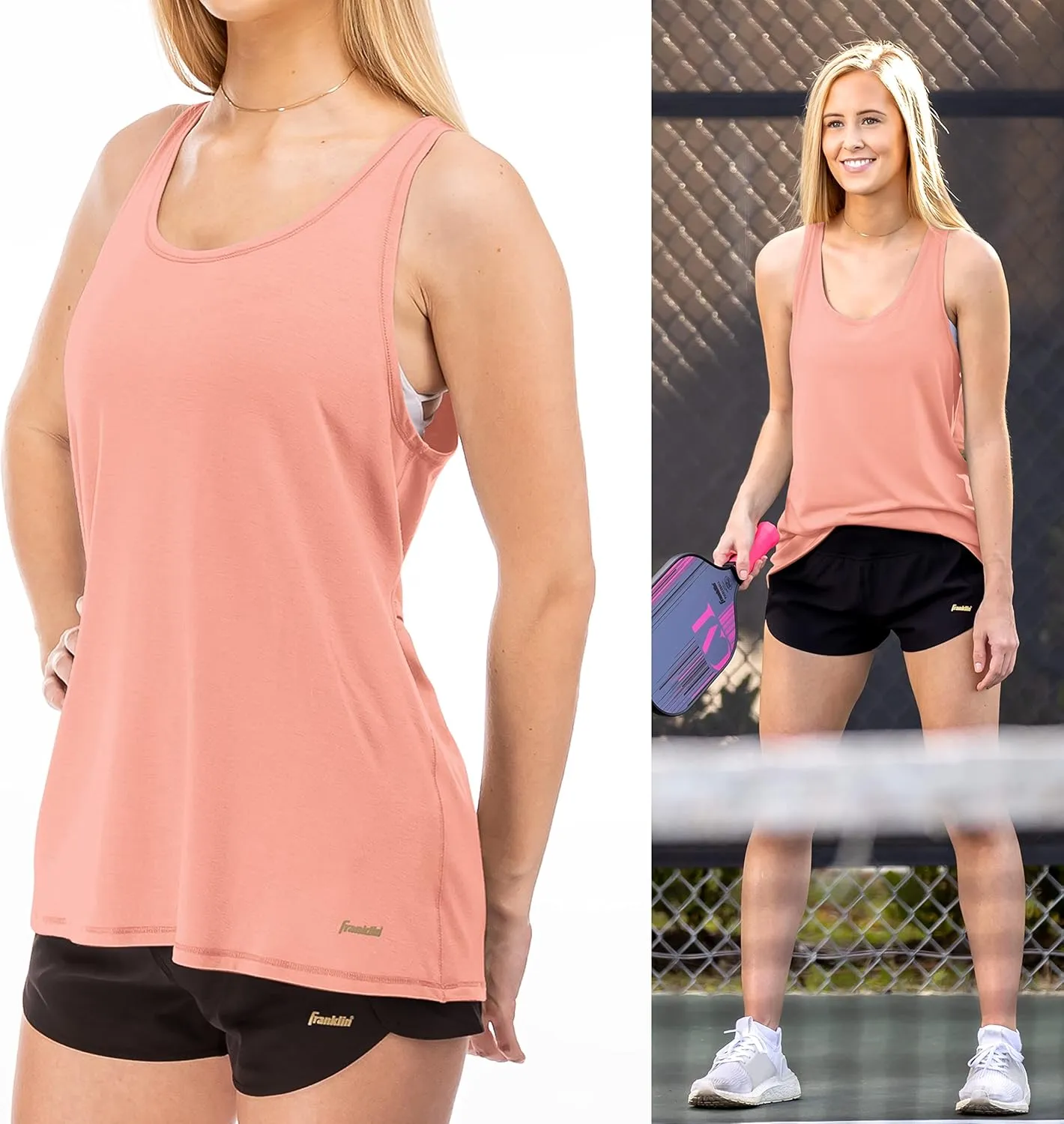 Franklin Sports Women's Lattice Back Tank Top-Relaxed Fit