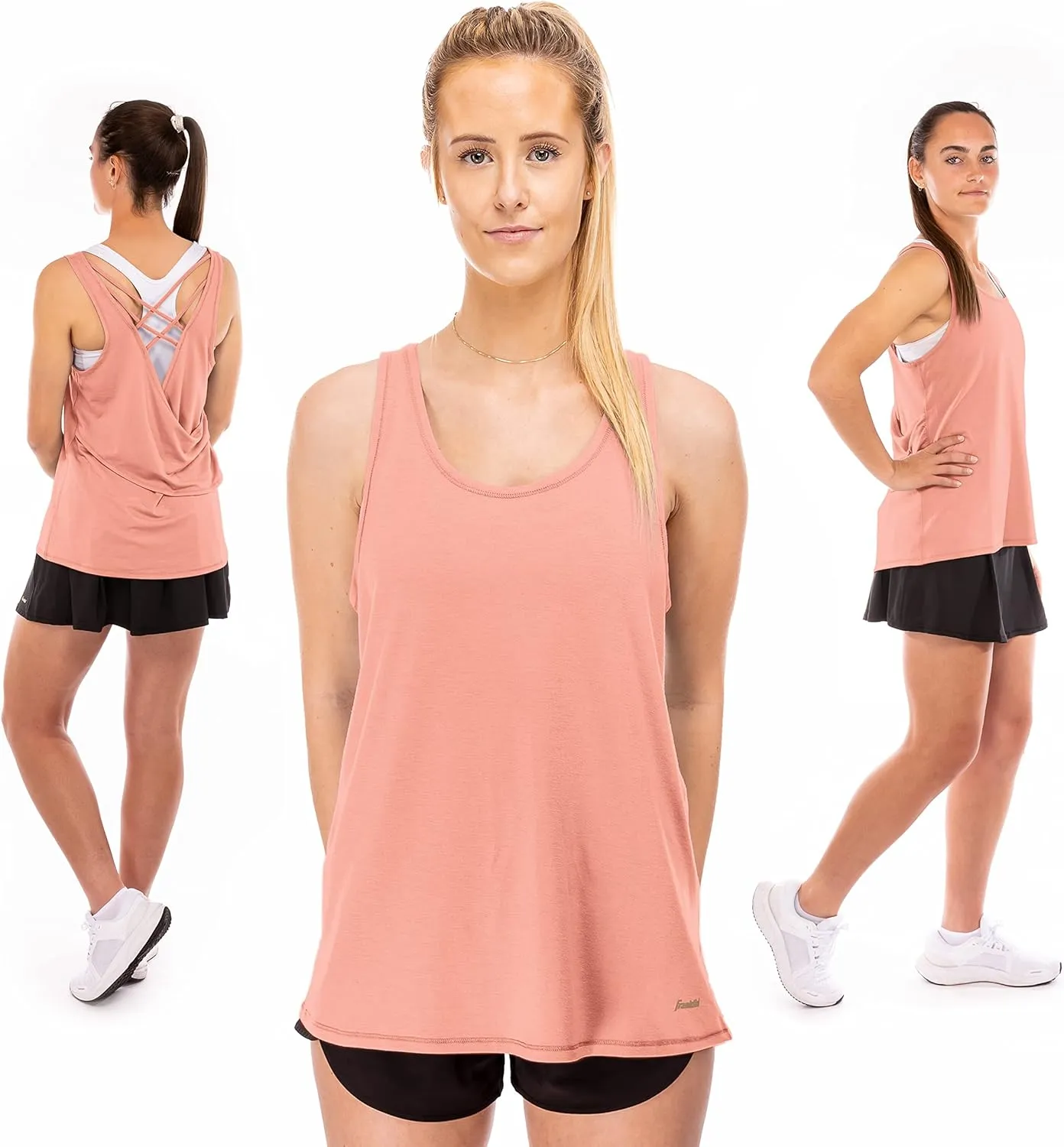 Franklin Sports Women's Lattice Back Tank Top-Relaxed Fit